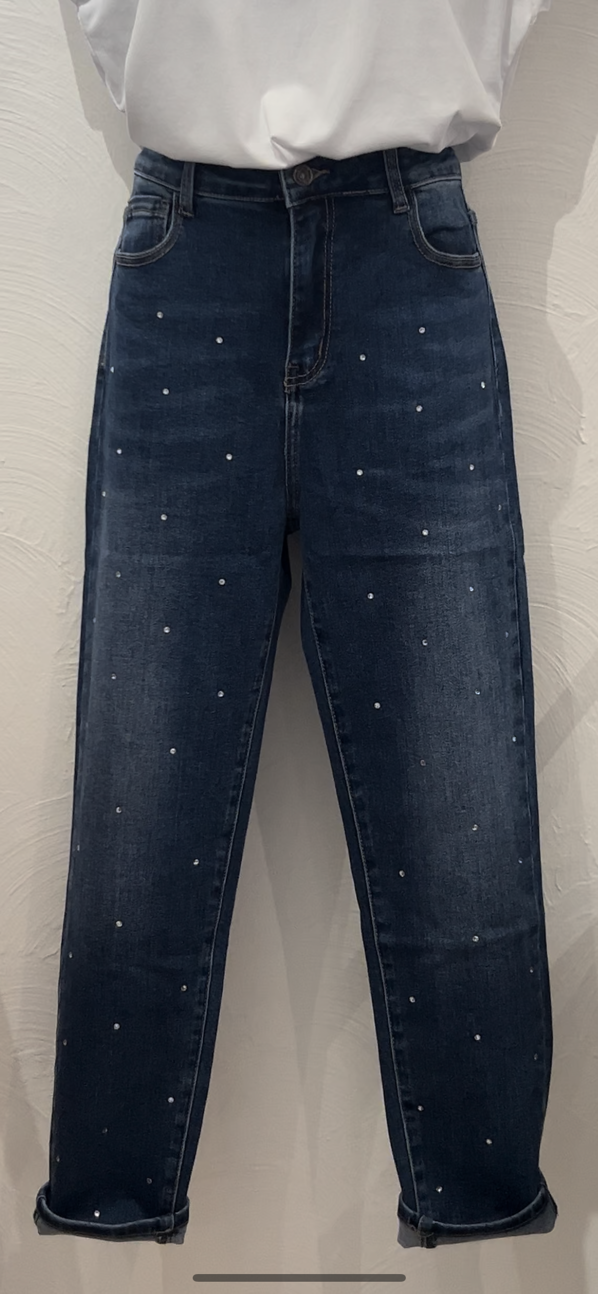 Jean mom fit  à strass